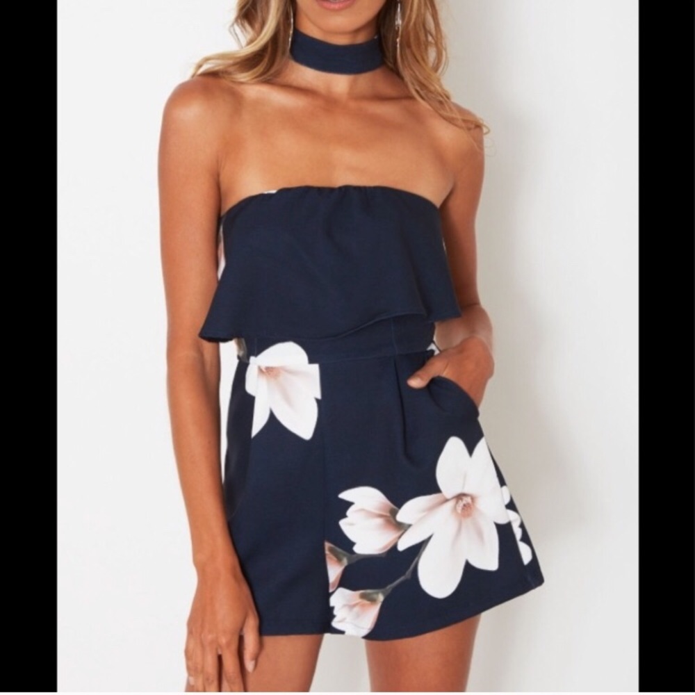 High waisted choker romper - Picture 2 of 4